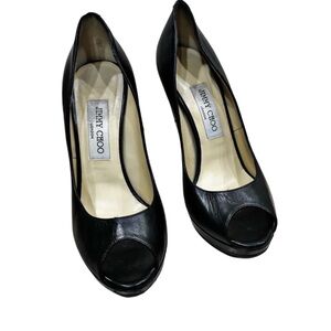 Jimmy Choo Black Open Toe High Heels